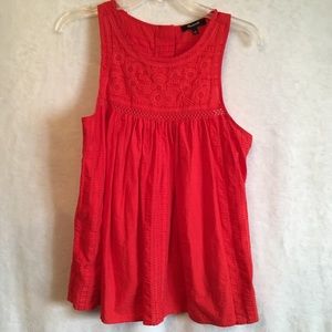 Madewell Red Embroidered Swing Top Sleeveless XS